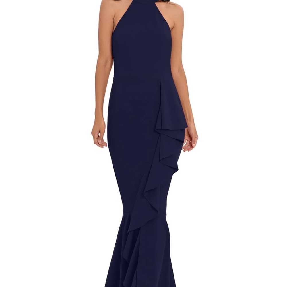 BETSY & ADAM/Womens Mock-Neck Maxi Evening Dress